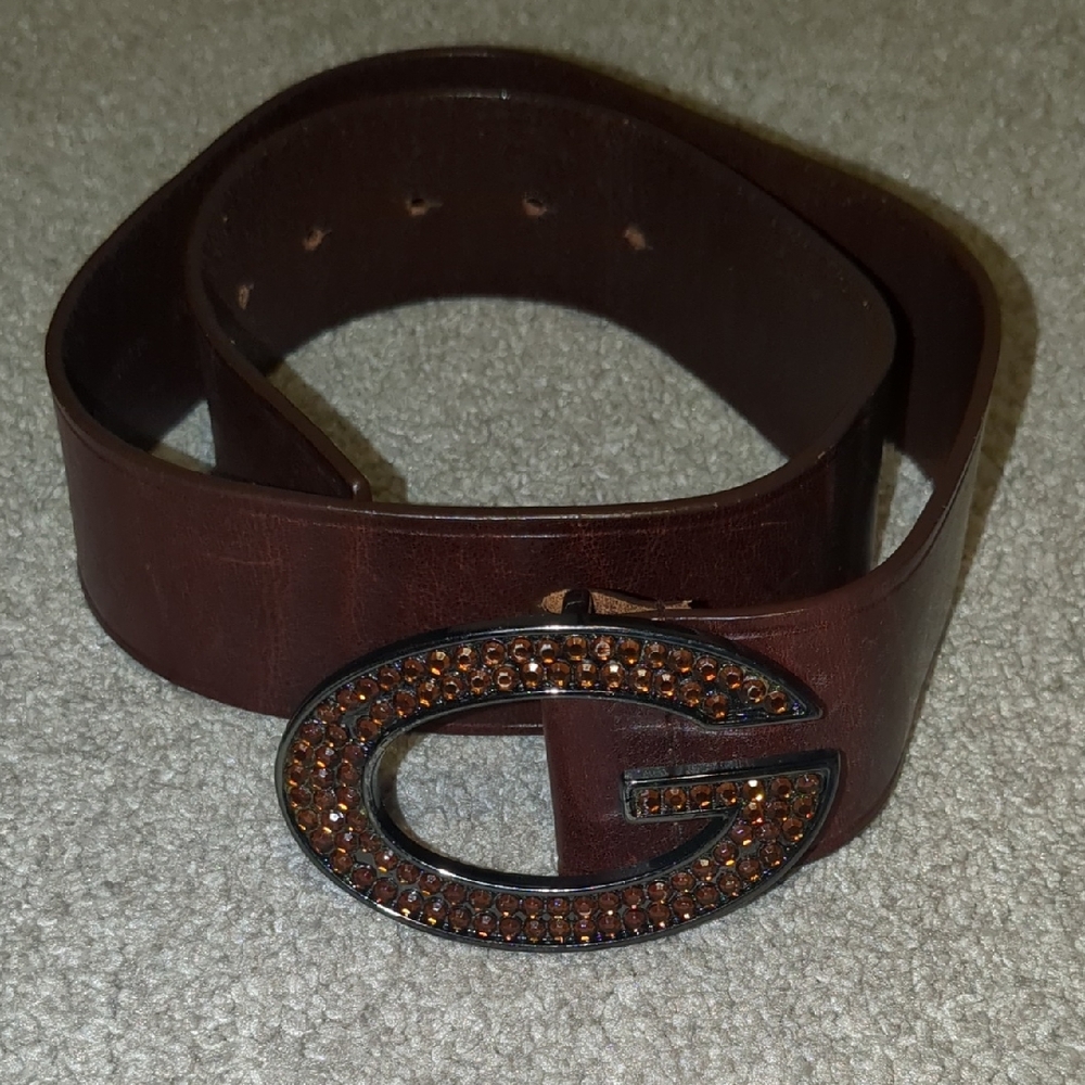 Guess Dark Brown Leather Belt